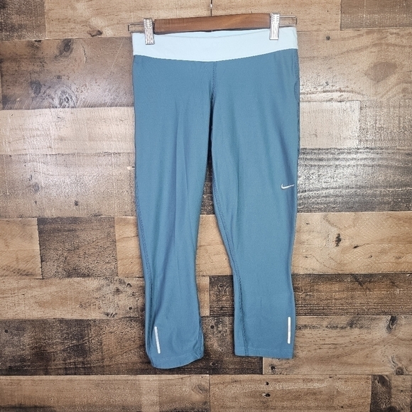 Nike STAY WARM Relay Running Capri/Tights-Green 640144-302 - Picture 1 of 8